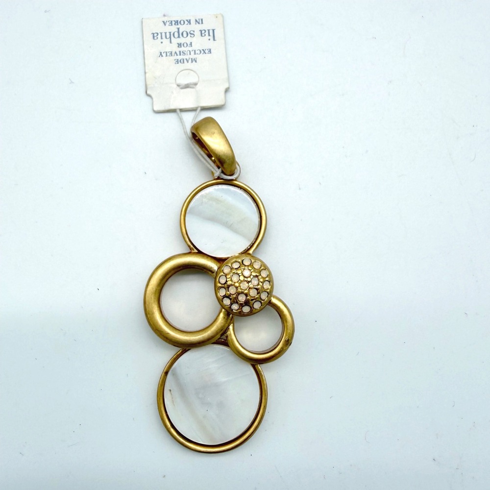 Lia Sophia Gold Tone Mother of Pearl Bubble Pendant Necklace Charm Korea